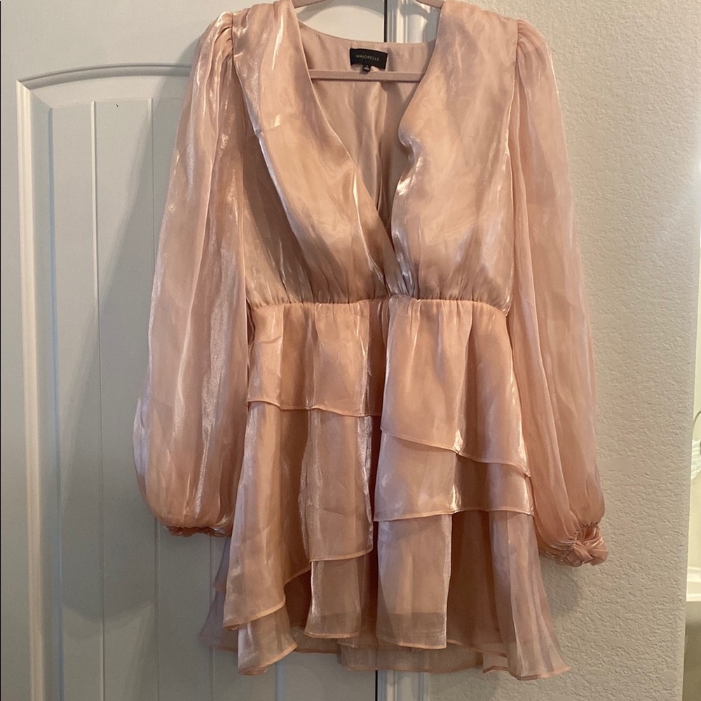 MAJORELLE Blush Layered Chiffon Tiered Dress, M - Picture 1 of 6